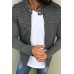 Men's Solid Color Striped Pleated Stitching Jacket