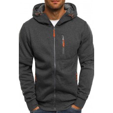 Men's Sports Fitness Leisure Jacquard Sweater Cardigan Hooded Jacket