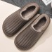 Men Pure Color Round Head Soft Plush Warm Thick  soled Non  slip With Heel Home Cotton Slippers