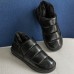Men PU Leather Heighten  soled Non  slip Wear Resistant Thicken Plush Warm Home Casual Cotton Slippers
