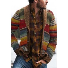 Men's Loose Printed Long-sleeved Knit Cardigan Jacket