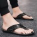 Men Leather Breathable Soft Sole Non Slip Comfy Outdoor Flip Flops Casual Slippers