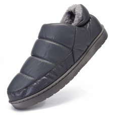 Men PU Leather Heighten  soled Non  slip Wear Resistant Thicken Plush Warm Home Casual Cotton Slippers