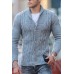 Men's Fashionable Pure Color V-neck Knit Sweater